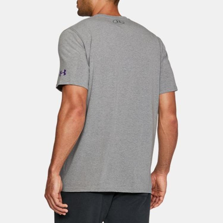 Under Armour Casual Sports Training Basketball Breathable Round Neck Short Sleeve T-Shirt Men Tops Gray 1304482-343