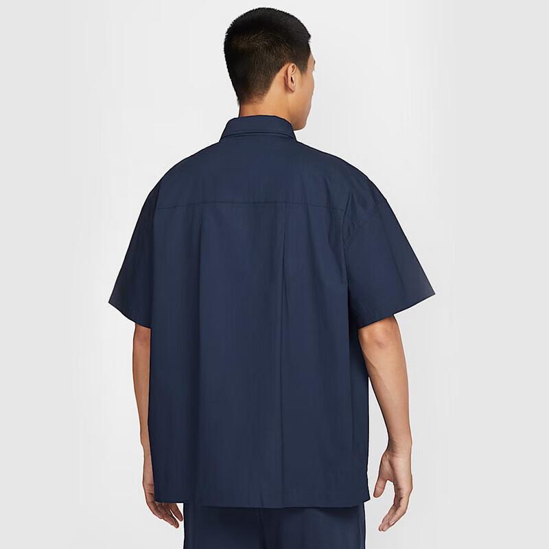NIKE Men's Loose Embroidered Short-Sleeve Button Shirt