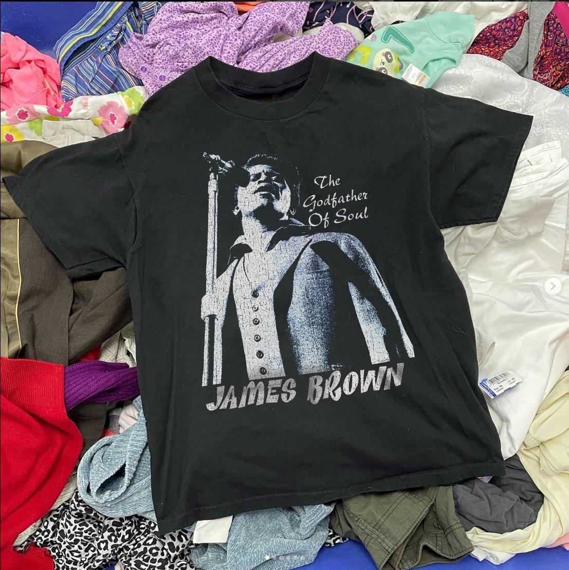 90 s James Brown Godfather Of Soul Aged Black T-Shirt M 3XL