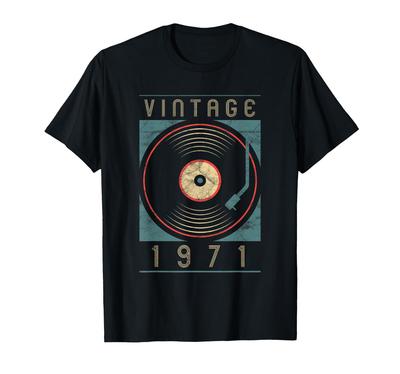 Custom Vintage 1971 Vinyl Turntable Retro DJ 51st Birthday T-Shirt