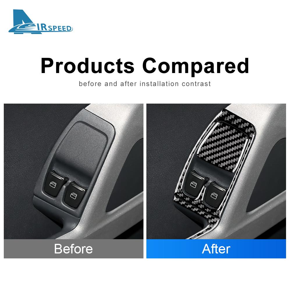 Real Soft Carbon Fiber for Mercedes Benz Smart 451 Fortwo 2008 2009-2014 2015 Car Door Window Lift Switch Button Panel Sticker