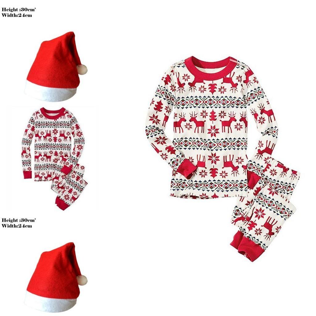 Festive Christmas Family Pajamas Set For Men Women Baby Kids Featuring Deer Print Design