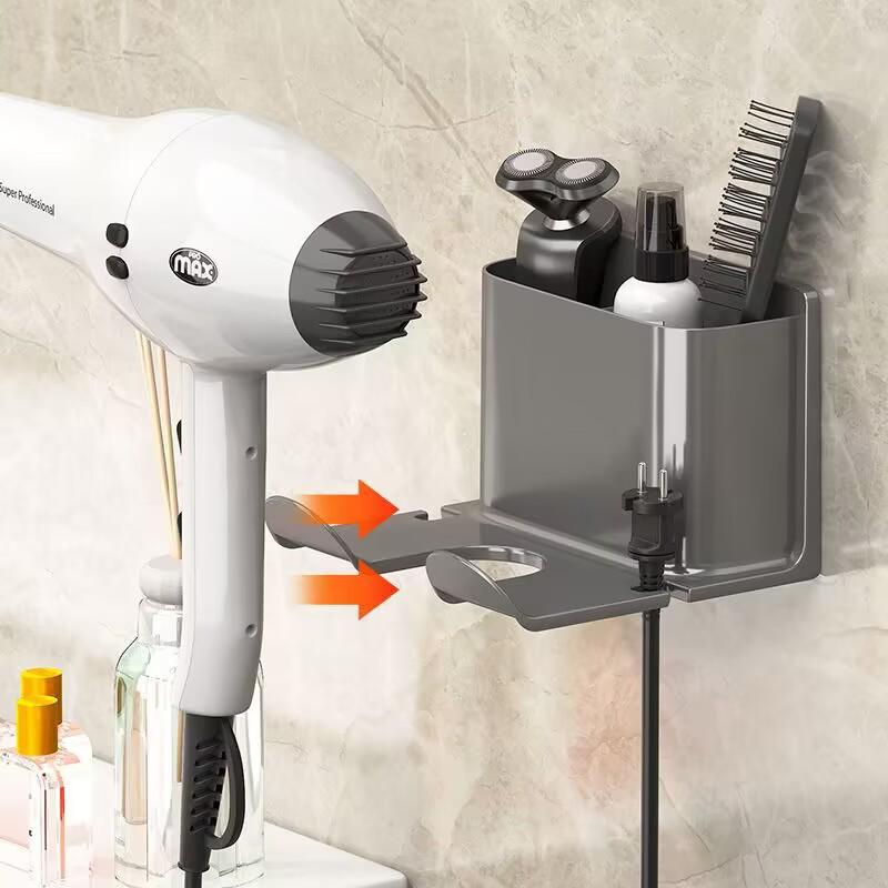 New Arrival: Compact Wall-Mounted Hair Dryer Storage Rack, No Drilling Required