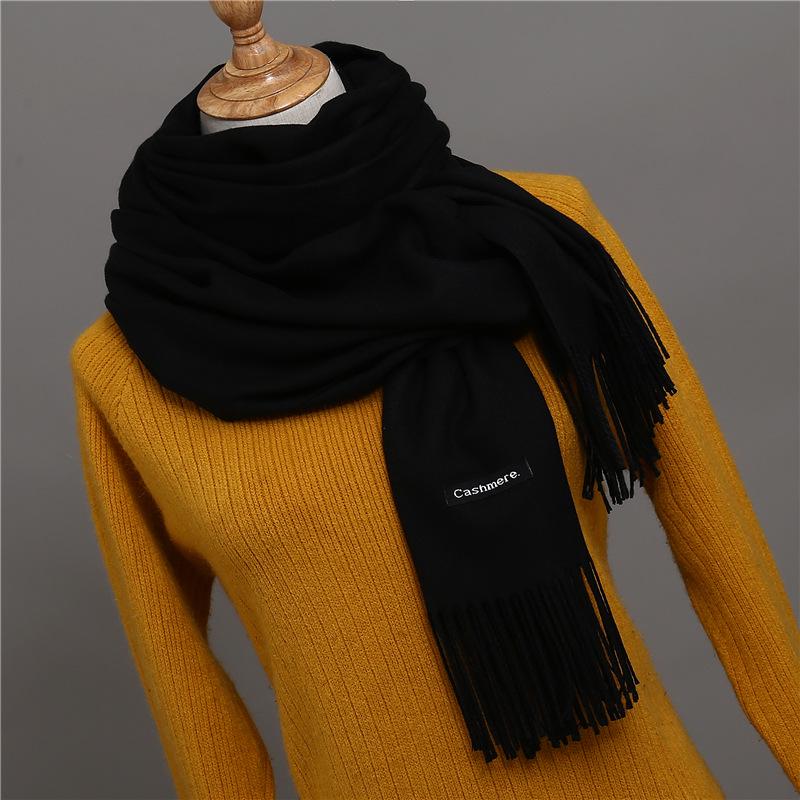 Solid Color Cashmere Scarf For Men Winter Pashmina Warm Neckerchief Navy Black Gray Men'S Business Scarves Male Bufandas Shawls