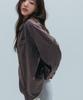 ANNEHEARTS Drape Square Check Shirt_Brown