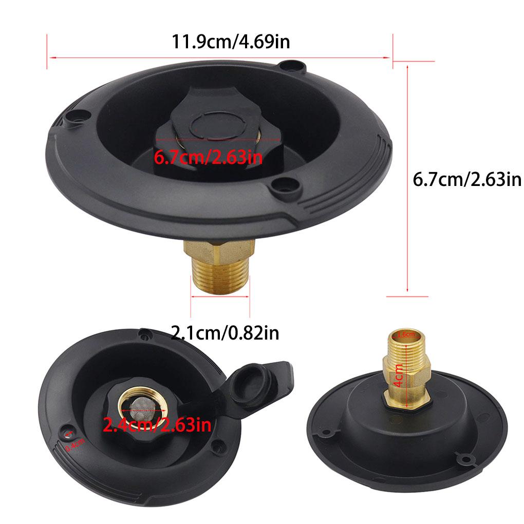 Black Flange RV City Water Fill Inlet Female To Male For Camper Motorhome Trailer Easy-to-grip Knob