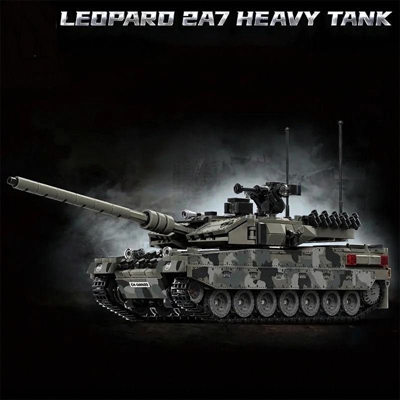1007pcs Military Series Building Blocks Model War Leopard 2A7 Heavy Tank Bricks Sets WW2 Creative Toys Adult Gifts Room Decor
