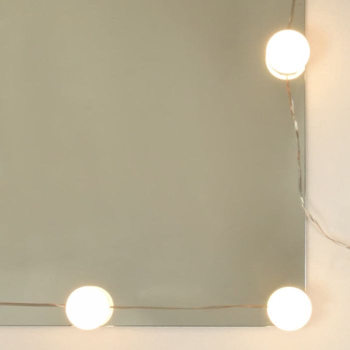 VidaXL Coiffeuse avec LED, Table de Maquillage avec Étagères et Tiroir, Table Cosmétique de Chambre, Moderne, Chêne Sonoma 808804