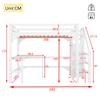 Bunk Bed 140x200 Cm, Children's Bed with L-shaped Desk, Open Wardrobe, Storage Ladder, and Side Rails, Made of Pine Wood Without Mattress