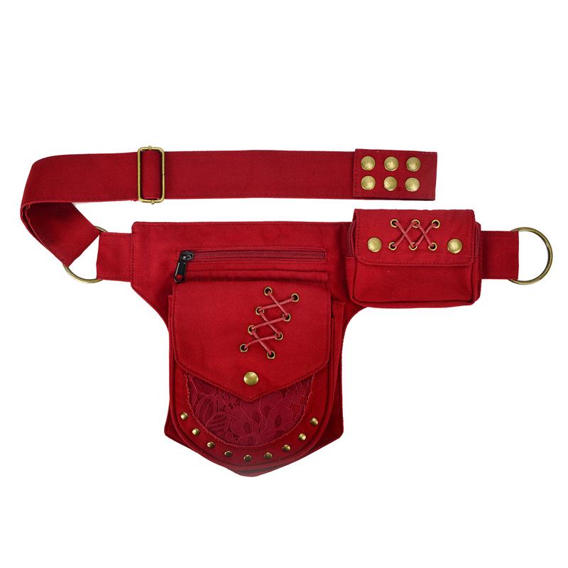 Unisex Retro Rivet Waist Bag: Multi-Functional Crossbody for Outdoor Sports and Phone Storage