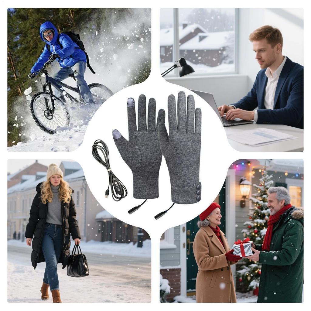 Motorcycle  Heating Gloves 3-level USB Heated Gloves Camping Hand Warmers For Daily Commuting Fishing Hiking Walking Skiing