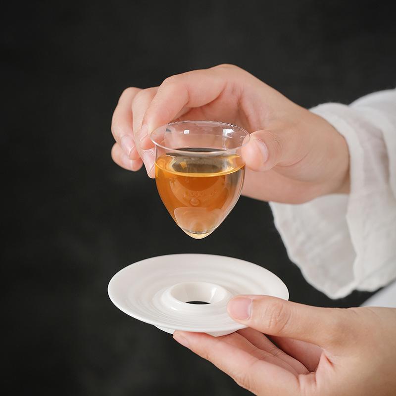 Ceramic Teacup Mutton Fat Jade Cup Handmade Three-dimensional Relief Tea Bowl Chinese Tea Set Accessories Master Cup