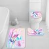 4 Pcs Shower Curtain Sets, Cute Unicorn Mermaid Cub Kids Rainbow Waterproof Bathroom Sets with Non-Slip Rugs, Toilet Lid Cover and Bath Mat,