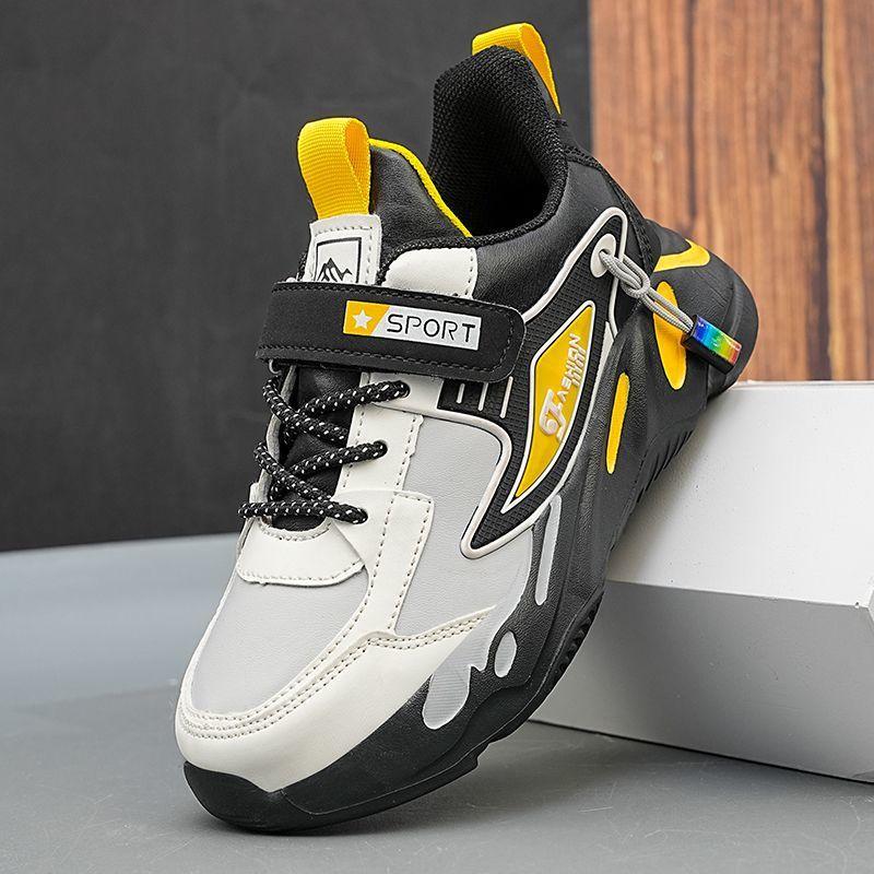 Boys shoes 2025 new spring and autumn student shoes medium and large children's autumn children's shoes leather surface non-slip waterproof sports s