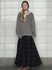 Viaplan Korean Autumn/Winter Elegant Retro Plaid Wool A-line Skirt