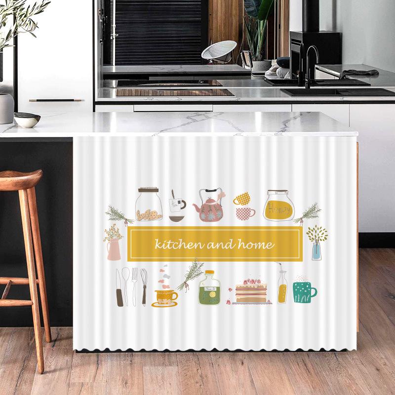 Non-Punch Window Door Curtains Kitchen Cabinet Counter Wardrobe Short Curtain Household Furniture Dust-proof Cover Self-adhesive