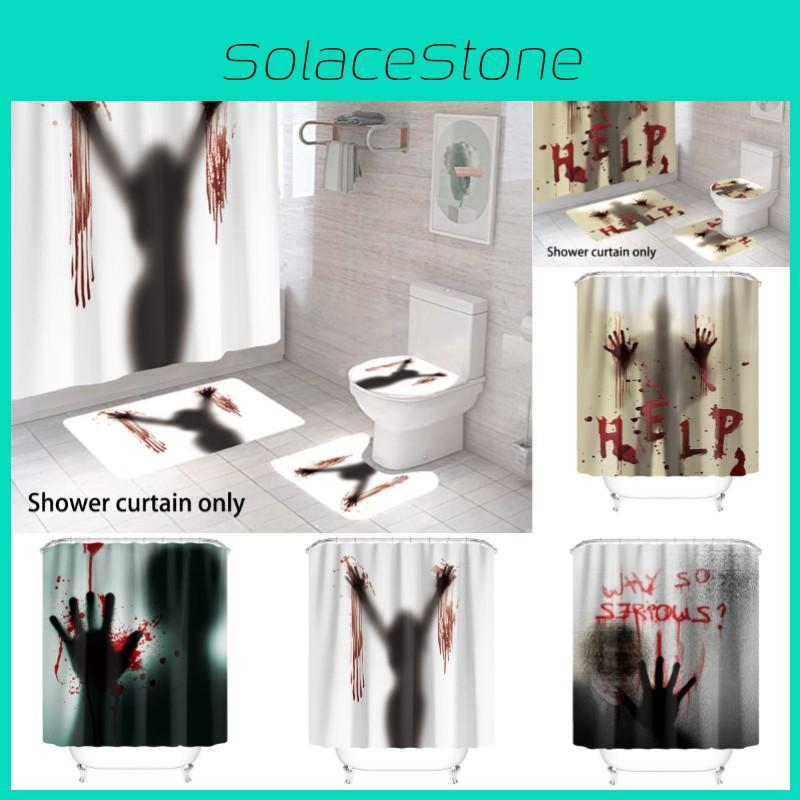 Bloody Hands Halloween Shower Curtain With Hooks For Spooky Decoration