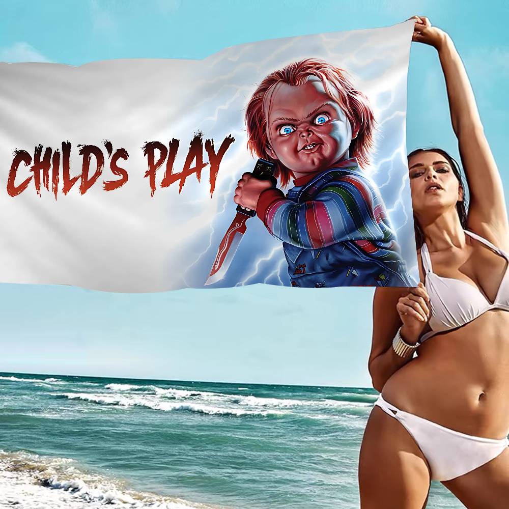 Klassischer Chucky Horrorfilm Anime Strand Schwimmtuch Weiches Saugfähiges Waschlappen Kindergeschenke Für Kinder Reise Camping Fitnessstudio