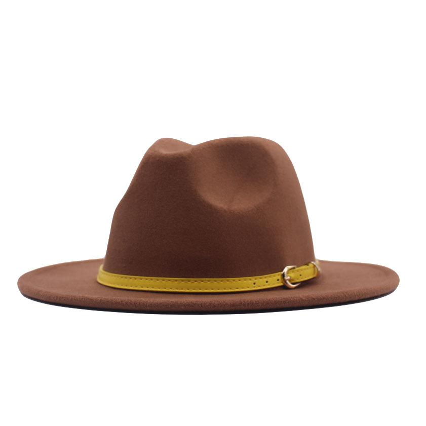 New spot European and American flat-brimmed felt jazz hat, British gentleman's retro woolen fashion felt hat