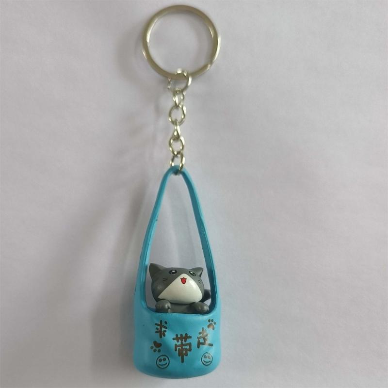 Cartoon Cats Keychain Lovely Kitten Keyring Backpack Handbag Pendant Car Key Chain Adorable Pet Bag Charm Decorations