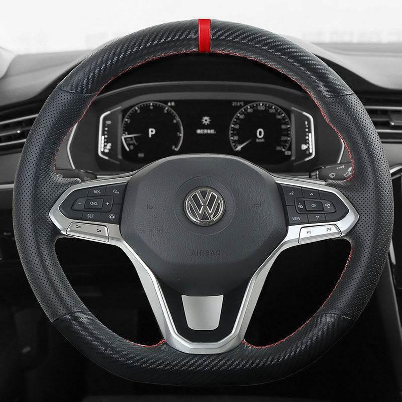 Hand Stitched Genuine Leather Steering Wheel Cover VW Lavida Lamando Passat Bora Magotan T-Roc Tayron