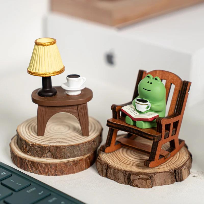 Cute Frog with Rocker Chair Healing Mini Home Office Decoration Desktop Decor Japanese Style Charming Gifts for Friends Wholesal