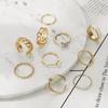 New retro inlaid pearl chain ring butterfly open ring ins wind ring set 10-piece set