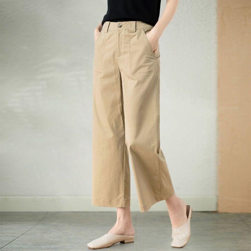 Women's Cotton Wide-Leg Nine-Point Pants - Spring/Summer Casual Fashion Trousers