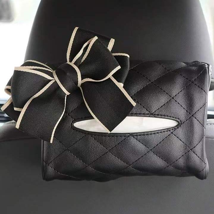 Creative Flower Leather Car Tissue Paper Towel Bag Auto Back Seat Headrest Hanging Tissue Box Boxes Buckle Women Car Accessories