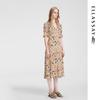 ELLASSAY Women's Elegant Floral Print Wrap Midi Dress