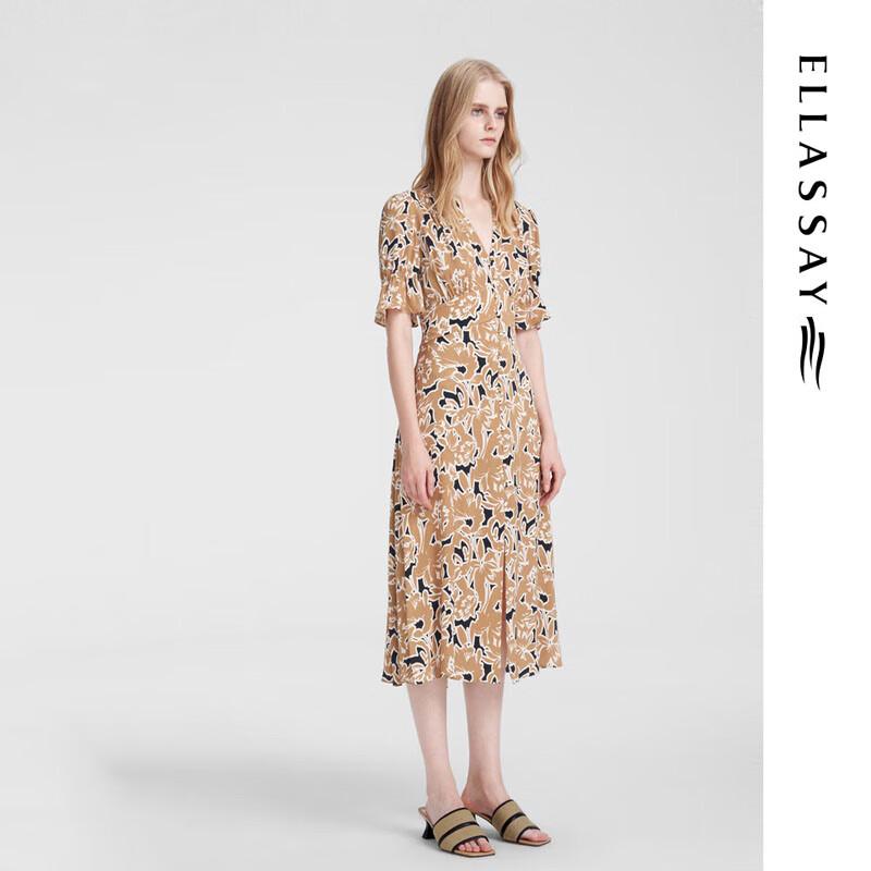 ELLASSAY Women's Elegant Floral Print Wrap Midi Dress