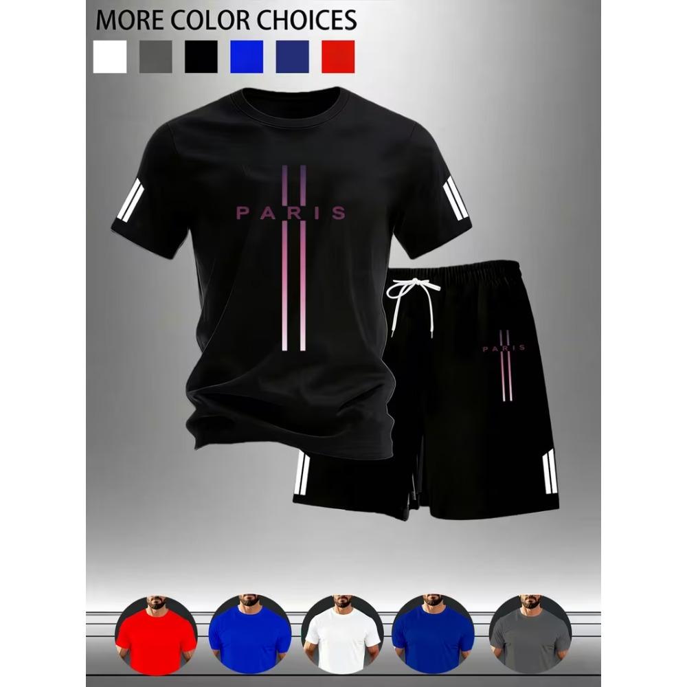 Neue Street Trendy Herren Sommer Atmungsaktiv Sportbekleidung Kurzarm Shorts Leicht Schnelltrocknend Bequem Modisch Sport