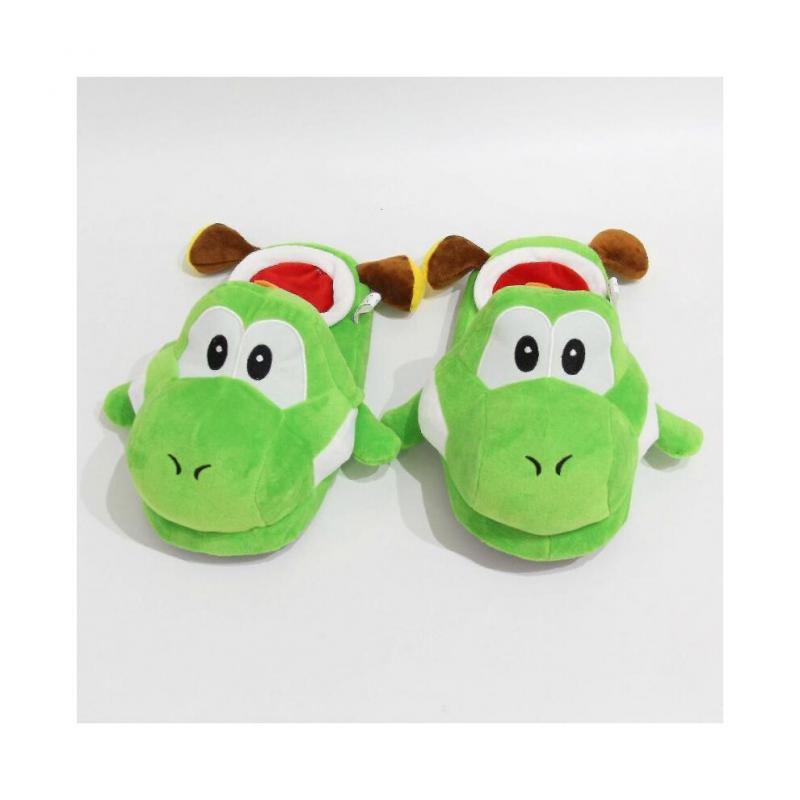Unisex Vuxna Super Mario Yoshi Vintertofflor Roliga Inomhusskor Fyllda Plyschskor Eu 35-42