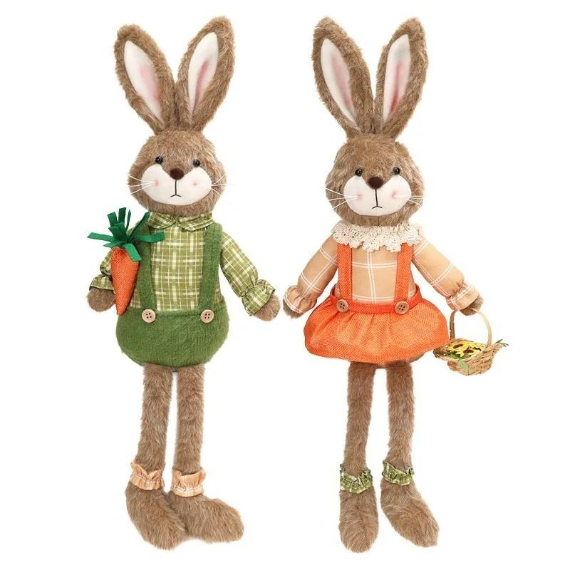 1/2PCS 2026 Easter Bunny Decoration Handmade FabricCute Rabbit Figurine Creative HomeTable Shelf Party Holiday Decor Accessories