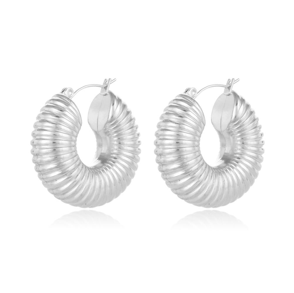 

FYSARA Stylish 18K Gold Plated Stainless Steel Hoop Earrings For Women Unique Snail Shell Hollow Earrings Zircon Accessories мідний