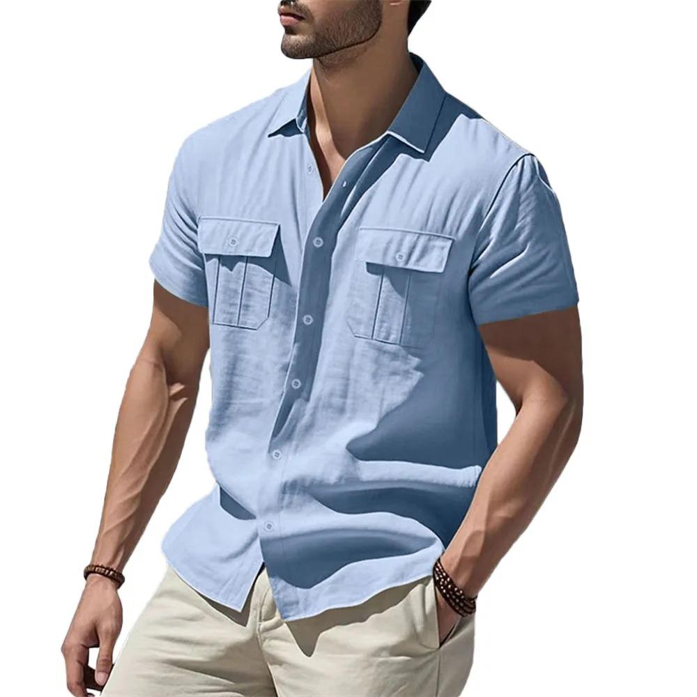 Camicie Estive da Uomo a Maniche Corte Casual Monocolore Leggere Traspiranti per Vacanze Stile Elegante Abbigliamento Quotidiano Maschile