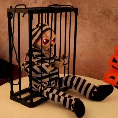 2025 April Fool's Day Prisoner Skull Ornament Induction Light Sound Electric Decoration Haunted House Holiday Party Prank Props