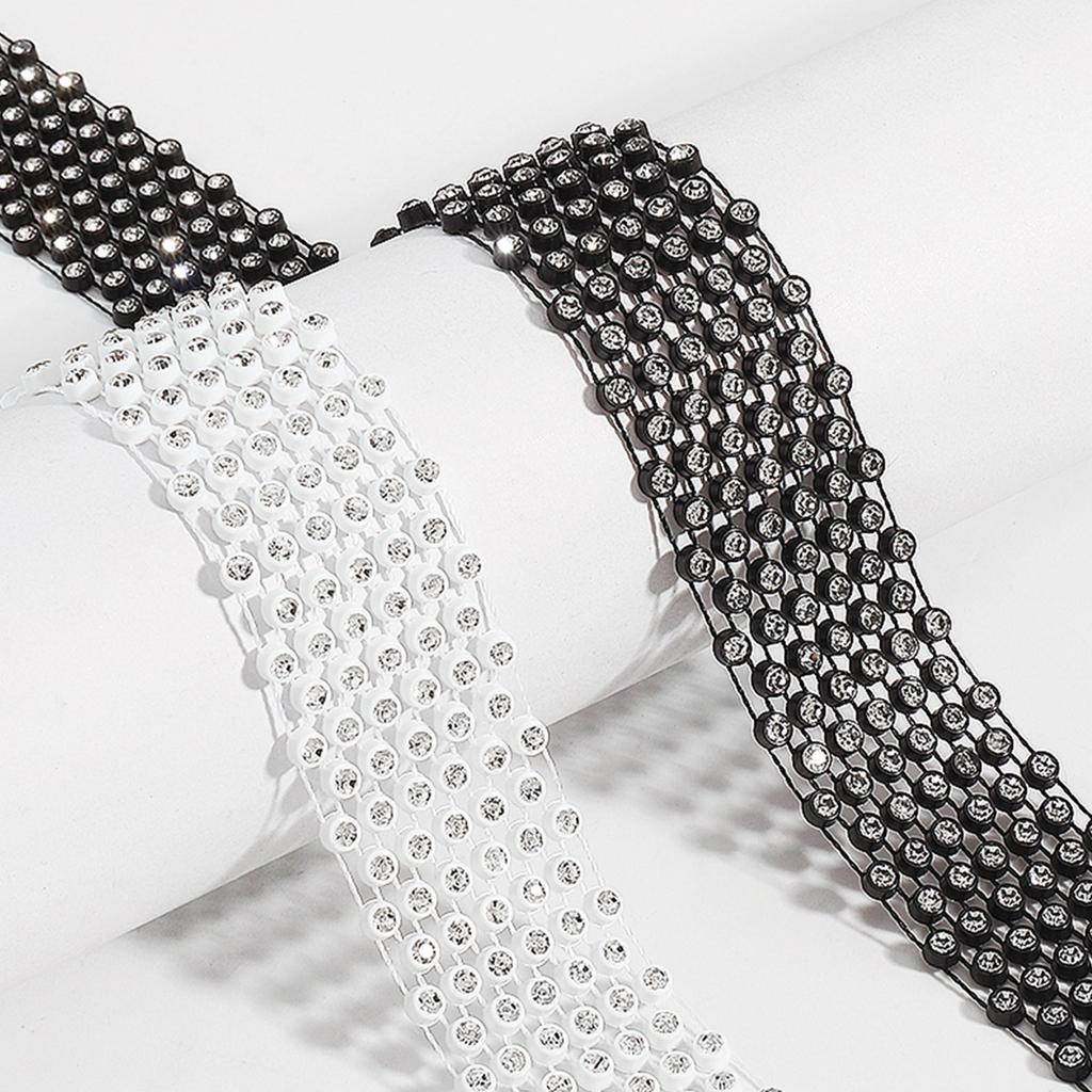 Neckerchiefs Ins Cold Wind Rhinestones Necklace Female Hip Hop Sweater Chain Tie Clavicle Chain Wedding Accessories