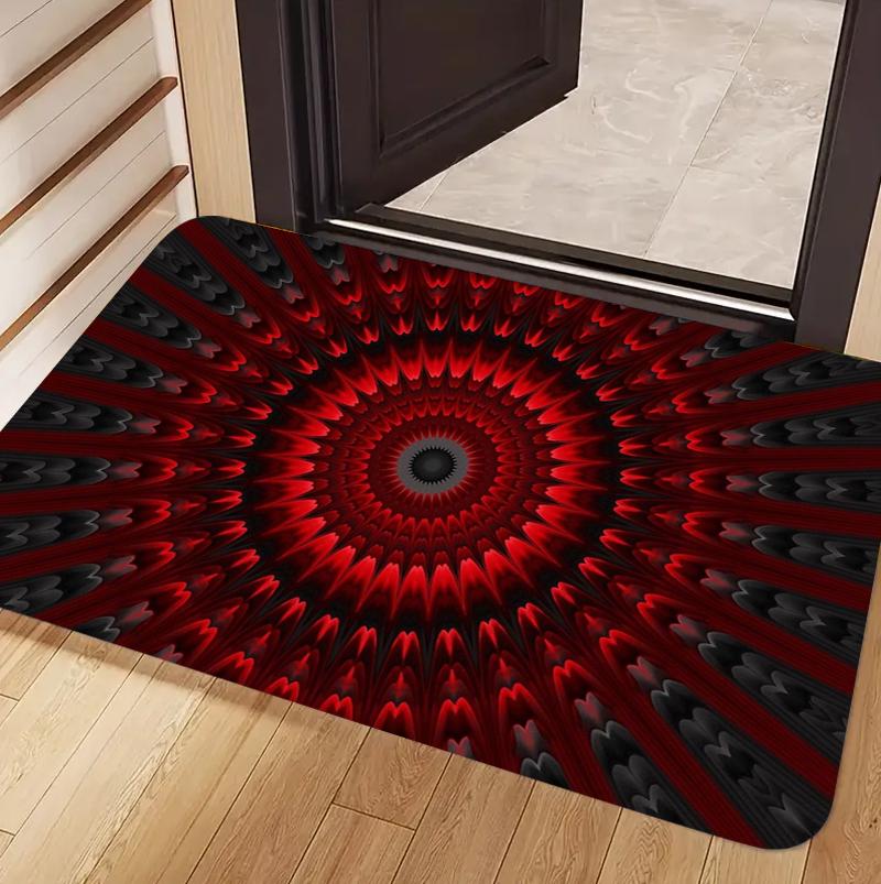 

Trippy Red Black Spiral Optical Illusion Non-slip Carpet Rugs Door Mat for Entryway Livingroom Home Decoration 40cm x 60cm