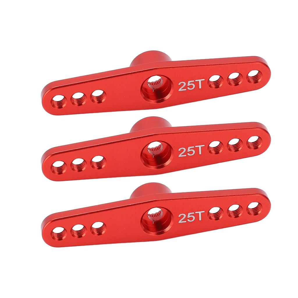 3Pcs 25T Aluminum Alloy RC Servo Arm Horn Long Type for 1 10 Remote Control Car Upgrade PartRed