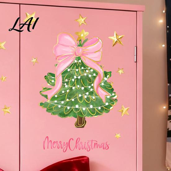 Washable Surface Stickers Christmas Wall Stickers Self-Adhesive Decals for Home Holiday Party Easy Apply Covers Decor Waterproof PVC Art Decor
