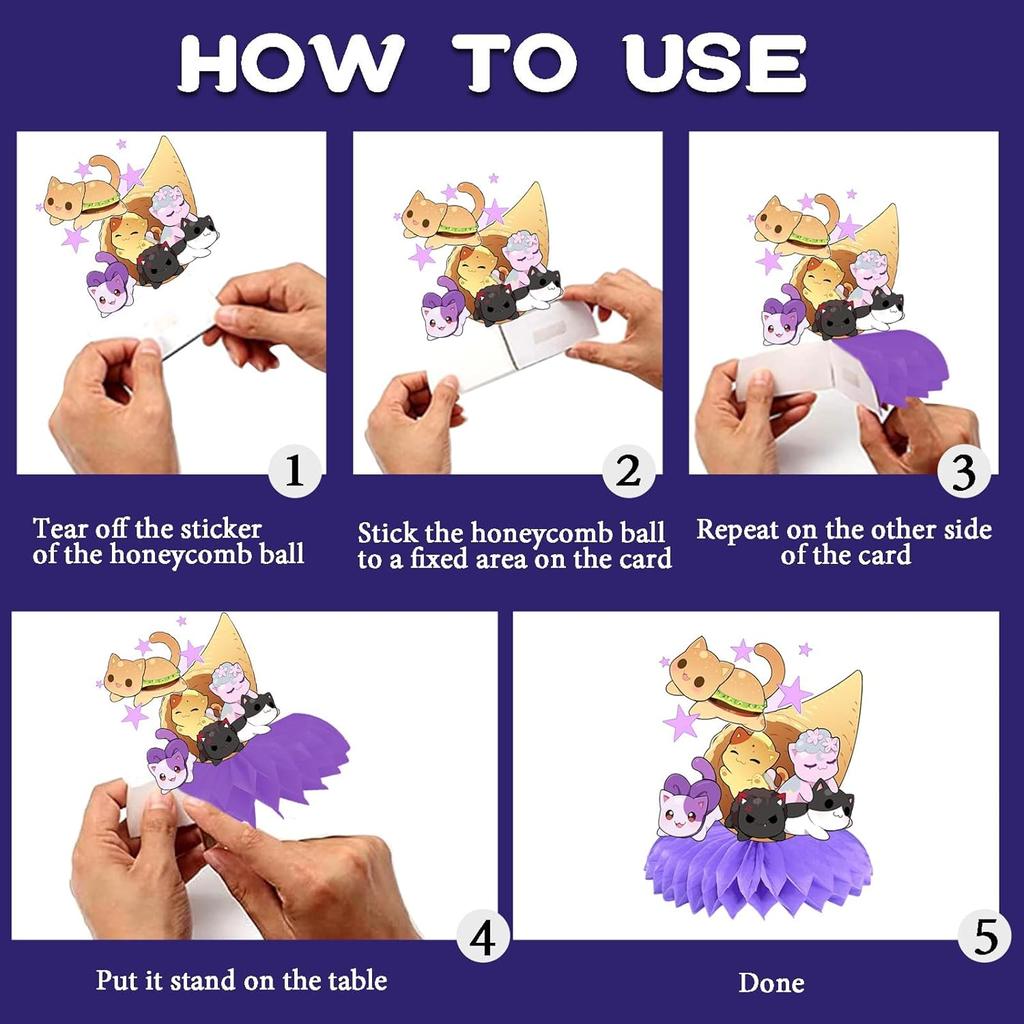 9 Pcs Aphmau Birthday Party Honeycomb Centerpieces