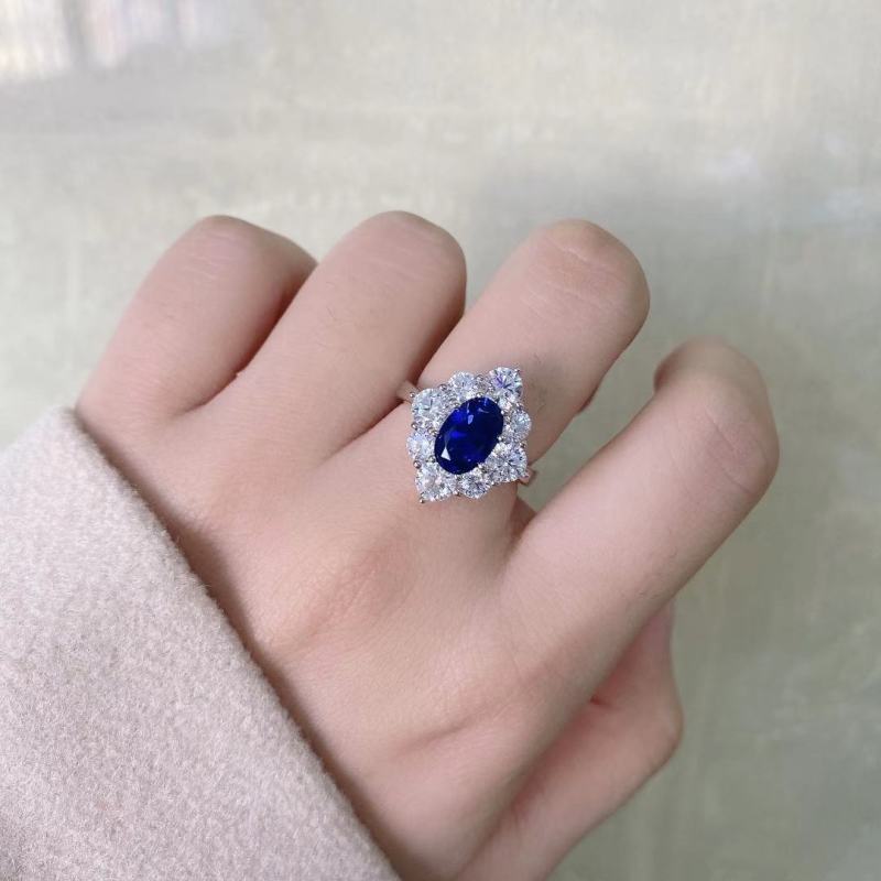 Fine Wedding Ladies Ring Romantic Sparkling Blue Diamond 925 Sterling Silver Engagement Rings For Women Jewelry Gift