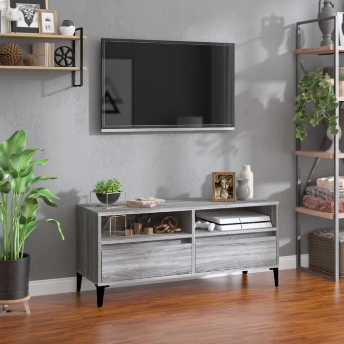 VidaXL Meuble TV sonoma gris 100x34,5x44,5 cm bois d'ingénierie 831907