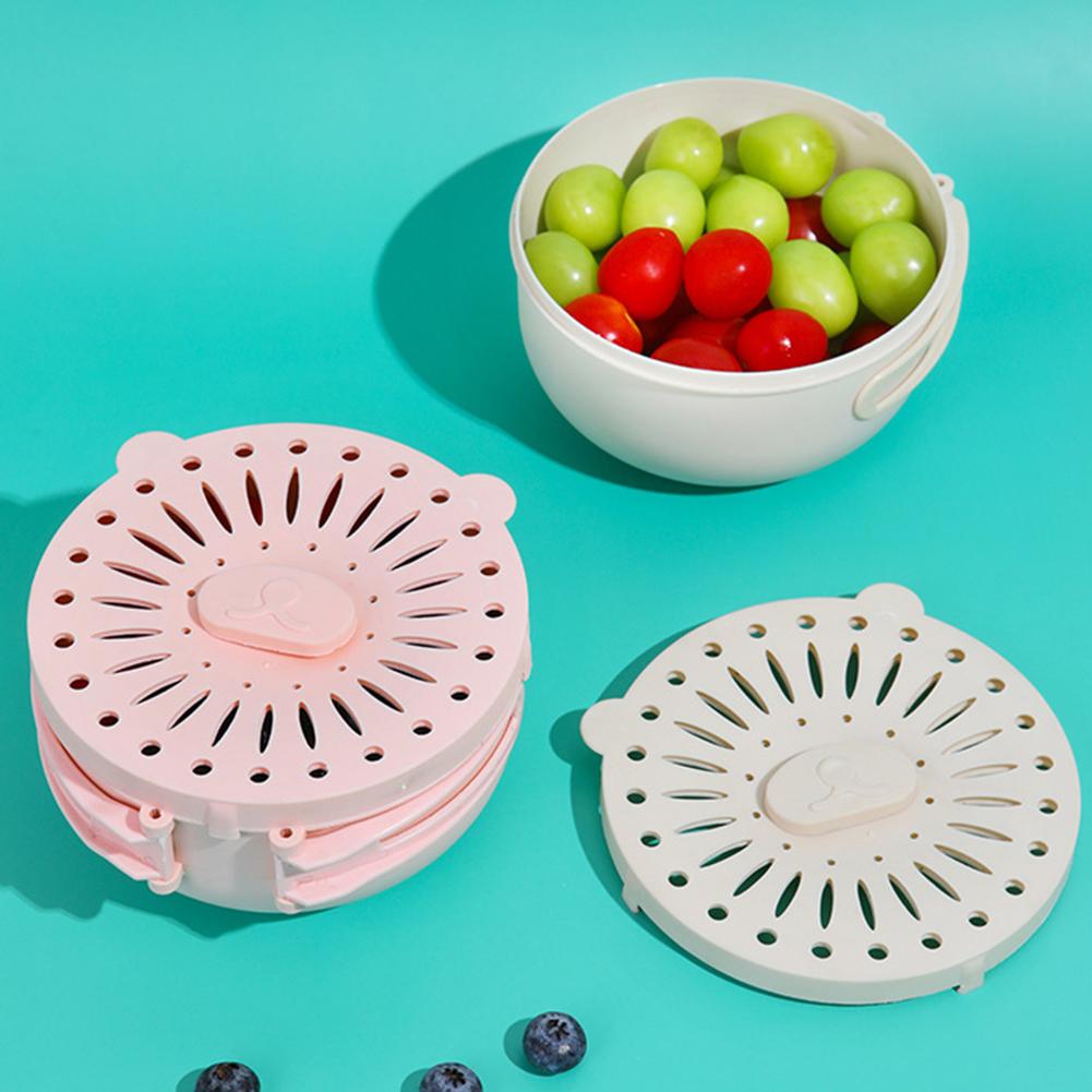 Multipurpose Fruit Drain Basket Foldable Handle Fruit Washing Bowl With Fine Holes 2 In 1 Fruit Washing Bowl Kitchen Accessories