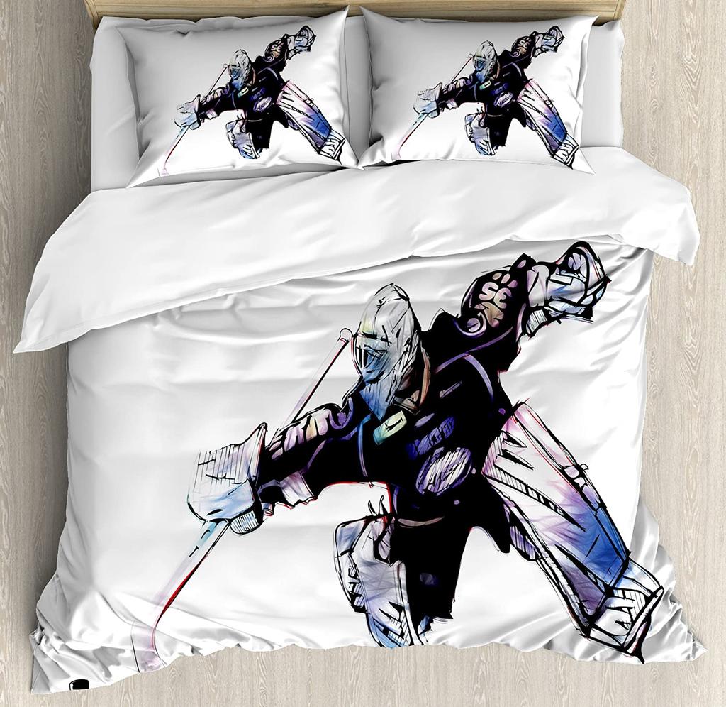 Hockey 3pcs Bedding Set Cartoon Hockey Puck Bites And Breaks Hoc Duvet Cover Set Bed Set Quilt Cover Pillow Case Comforter Cover