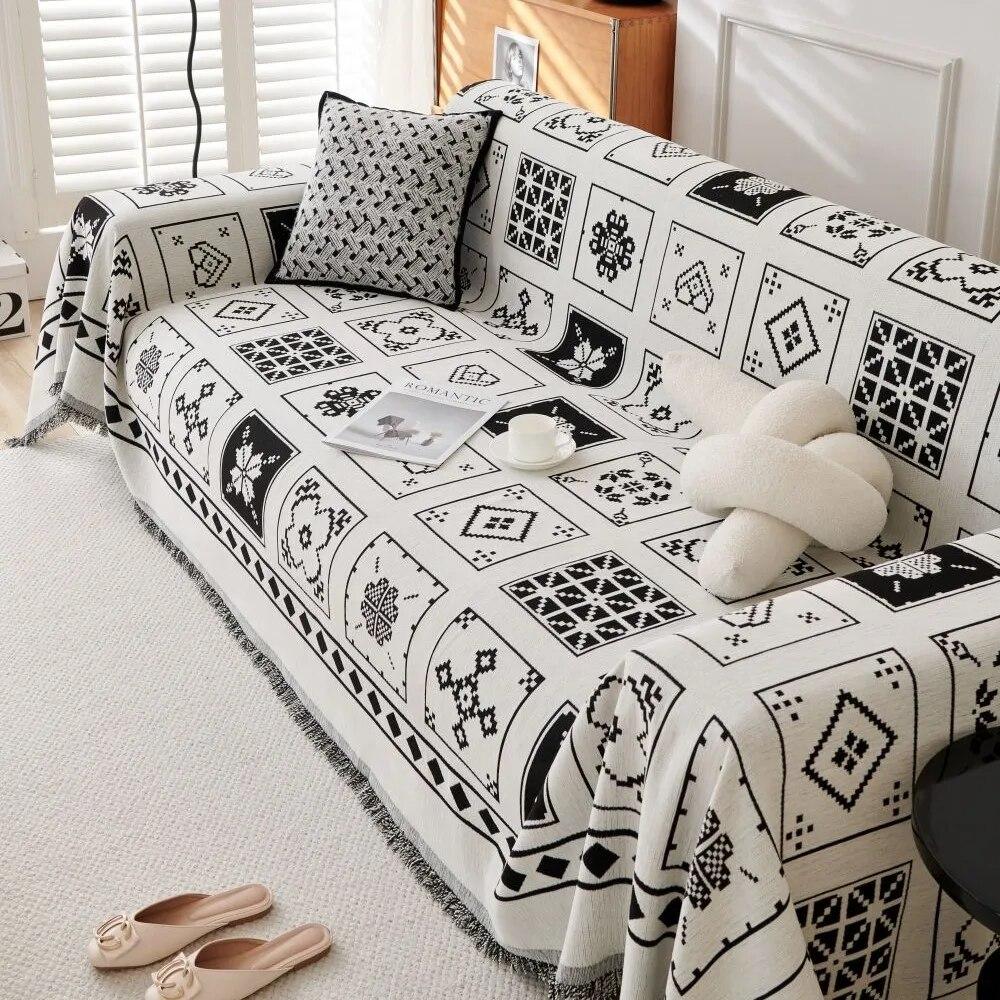 Dustproof Anti-cat Scratch Protection Sofa Throw Picnic Blanket Mat Four Season Three-seat Sofa Blanket Chenille Soft Sofa Cover