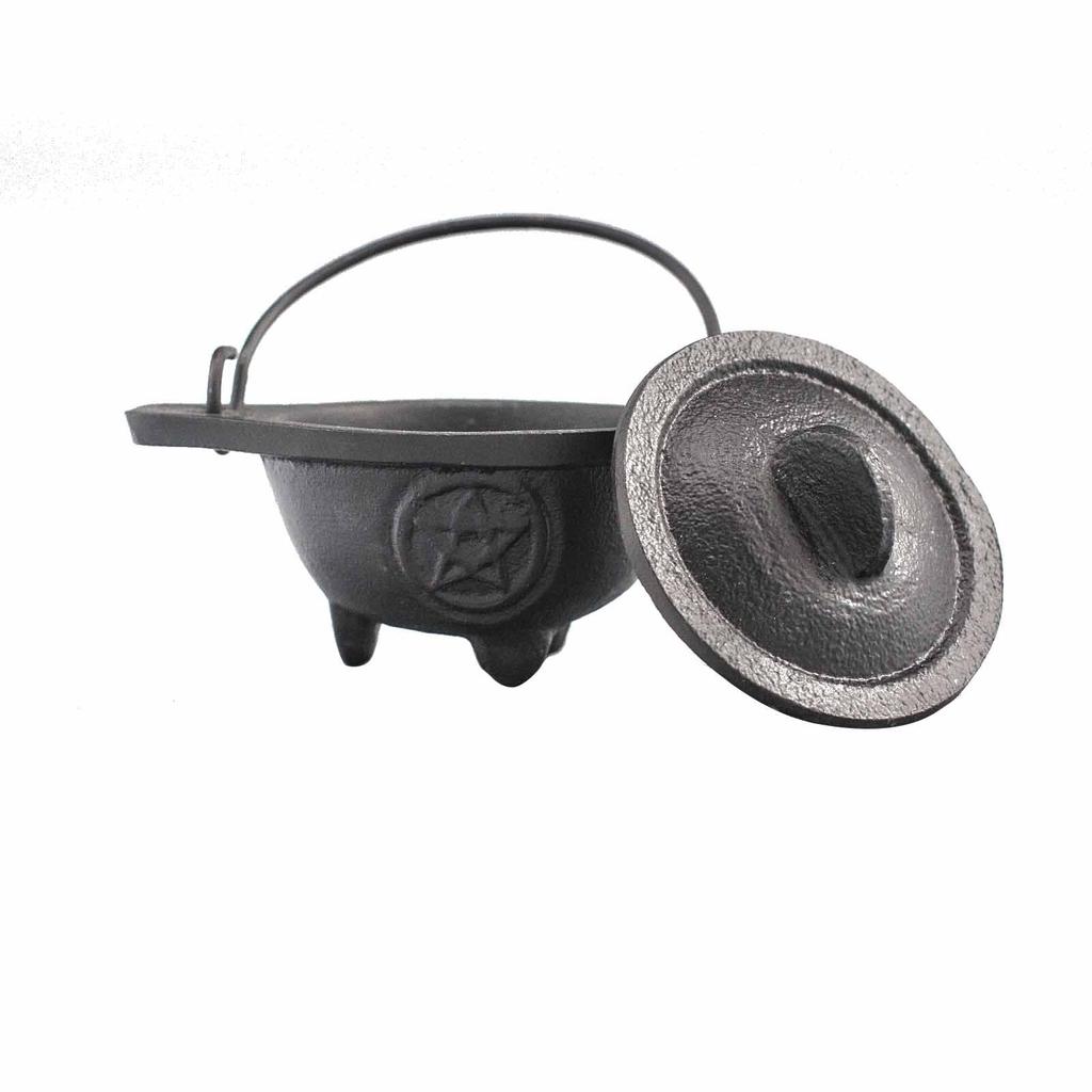 Cast Iron Cauldron With Pentagram 5x9 Cm