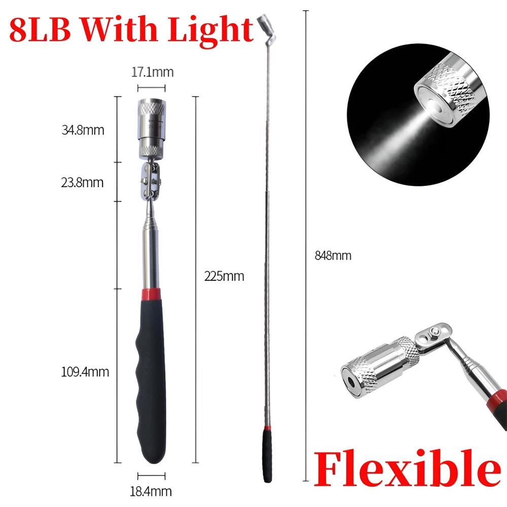 1/5/10PCS LED Retractable Telescopic Magnetic Pen with Light Portable Magnet Tool Extendable Pickup Rod Stick Picking Up Screws