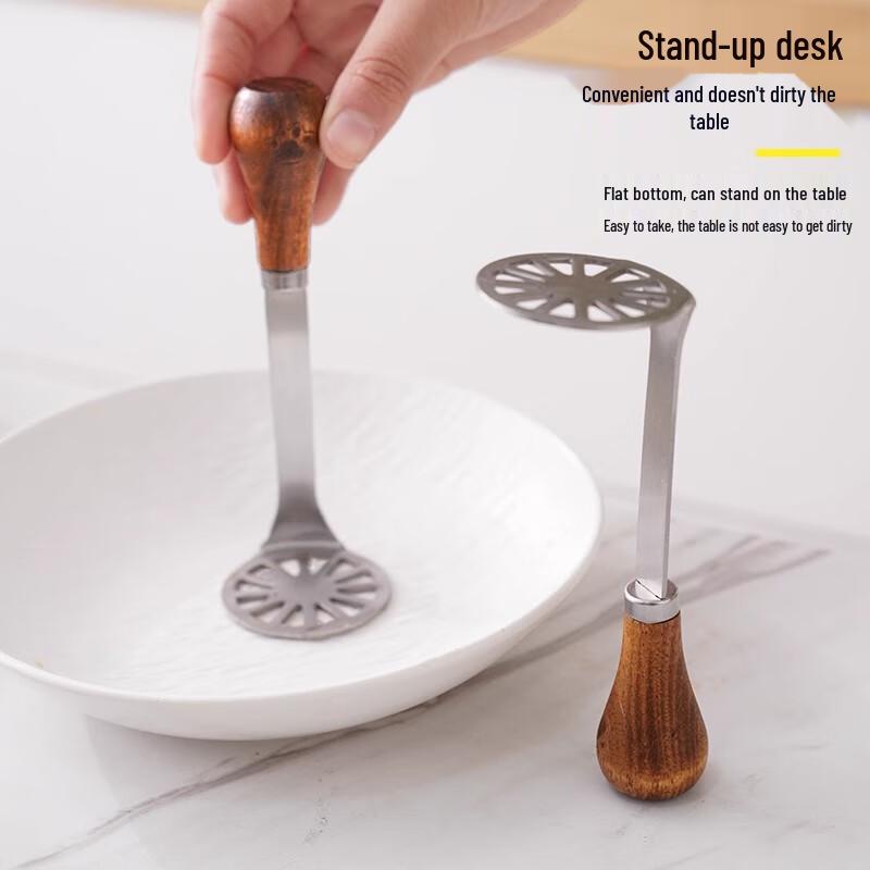 Zhaoran Stainless Steel Potato Masher with Wooden Handle